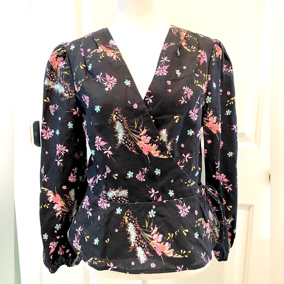 PAIGE Tops - NWOT PAIGE Long Sleeve Wrap Top with Floral Print